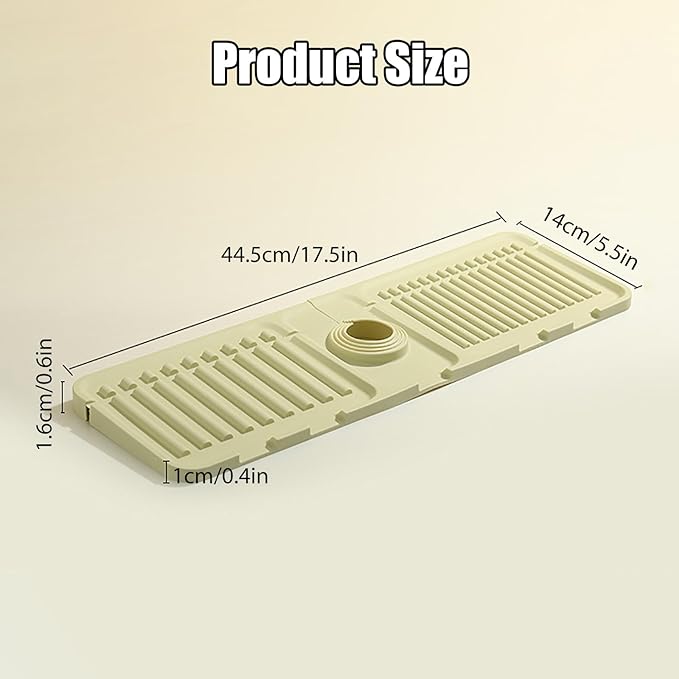 Faucet Mat for Kitchen Sink - 2024 Upgraded Premium Silicone Splash Guard with Fast Drying Properties - Protective Sink Tray Ideal for Stone Sinks in Kitchen & Bathroom (1, Green)