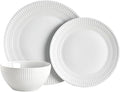 Everyday White Dillan 12 piece Dinnerware Plate Bowl Set, Service for 4