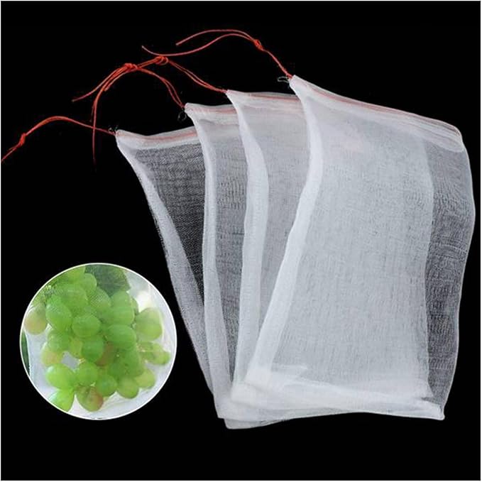 100pcs Fruit and Vegetable Grape Mesh Bag Multi-Function Bag Reusable Fruit Protection Bags(15 x 10 cm)