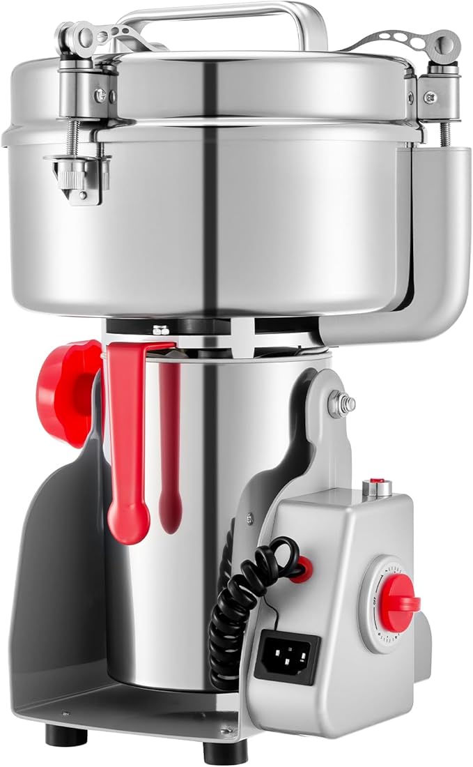 VEVOR 2500g Electric Grain Mill Grinder, High Speed 3400W Commercial Spice Grinders, Stainless Steel Pulverizer Powder Machine, for Dry Grains Spices Cereals Coffee Corn Pepper, Swing Type