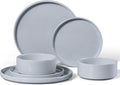 E-far 6-Piece Stoneware Dinnerware Sets, Plates and Bowls Set for 2, Kitchen Modern Dishes Set for Everyday & Formal, Chip and Scratch Resistant, Microwave & Dishwasher Safe, Speckled Gray