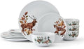 Studio Nova Woodland Wonders Lodge 12 Piece Dinnerware Plate Bowl Set, Service for 4