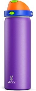 32 oz Insulated Water Bottle for Women: Meoky Stainless Steel Metal Water Bottle with 2-in-1 Straw and Spout Lid - Leak Proof, Cold for 24 Hours, Protective Silicone Base, BPA-Free for School, Violet