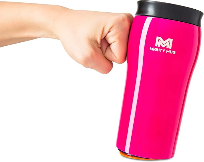 Mighty Mug | The Untippable Mug | Grips When Hit, Lifts for Sips | Insulated Stainless Steel Tumbler | Cupholder Friendly | Gifts for Women Men All | Leakproof | 4 Hour Hot / 24 Cold | 12oz | Lipstick