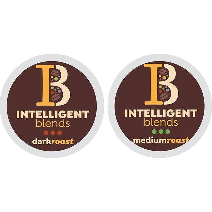 Intelligent Blends Dark Roast & Medium Roast Coffee Pods Variety Pack, 32 ct, Single Serve Pods – 100% Arabica Coffee, Compatible with Keurig K Cups Maker