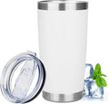 20oz Tumbler with Lid Stainless Steel Insulated Tumblers Travel Coffee Tumbler Bulk Double Wall Vacuum Insulated Water Cup Gifts for Christmas Women Men Her Him Home Office(White, 1pack)