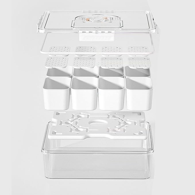 Snackle Box Container With Ice Pack，Chilled Serving Tray，Snackle Box With Ice Pack & Lid & 8 Compartments