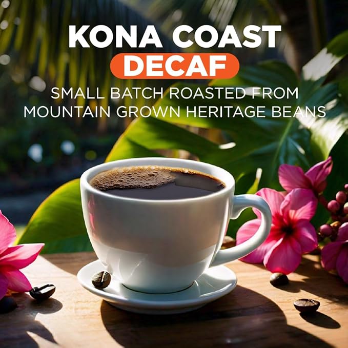 Maud's Decaf Kona Coffee Pods, 18 ct, Decaffeinated Medium Roast Coffee in Single Serve Pods – 100% Arabica Coffee, Compatible with Keurig K Cups Maker