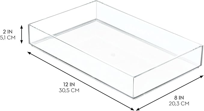 iDesign Makeup Drawer Organizer Tray for Vanity or Bathroom Countertop - Set of 2 - Clear