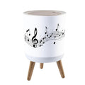 Trash Can with Lid Musical notes stave line symbols for staff music key note theme Treble Press Top Round Small Garbage Bin with Wooden Legs Waste Basket for Kitchen Bedroom Nursery 7L/1.8 Gallon
