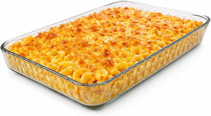 4-Piece Ums 4-Qt (16" x 11" x 2") Glass Baking Dishes for Oven, Glass Oven Pan & Tray Bakeware, Borosilicate Glass Casserole Dish Cookware, Microwave & Oven-Safe Clear Bakeware
