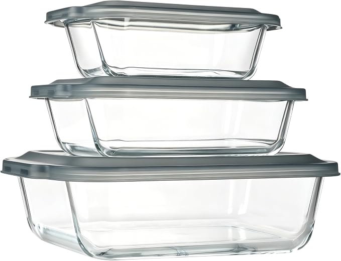 6-Piece Extra-Deep Glass Baking Dish Set with Lids, Rectangular Glass Bakeware Set, Baking Pans for Lasagna, Kitchen, Casserole Dishes for Oven, Freezer-to-Oven and Dishwasher