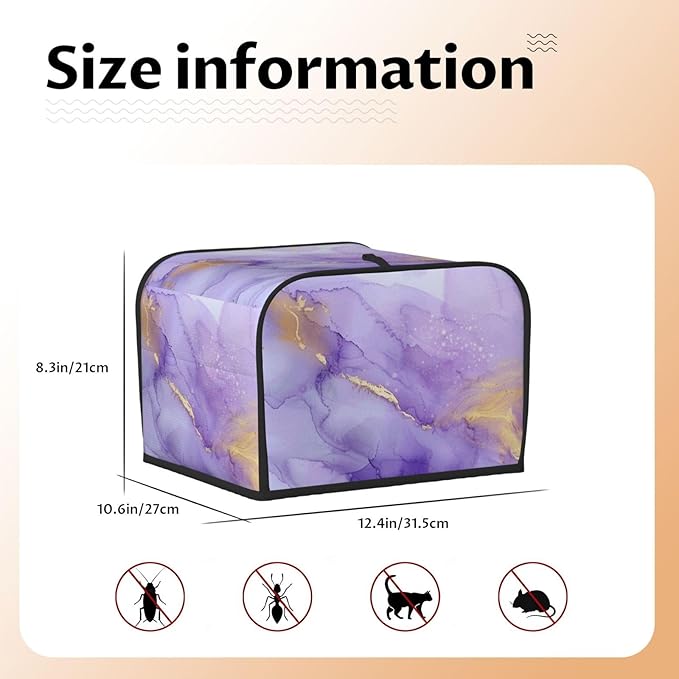 Toaster Cover 4 Slice Pastel Purple Marble Kitchen Small Appliance Covers with Pockets Dust and Fingerprint Protection