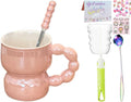 Pearl Ceramic Coffee Mug for Tea Latte Milk Cute Love Shape Cup for Home Office Women Gift 6.5 oz (Pearl Pink 2, 300 ml)