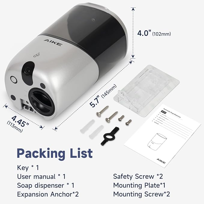 AIKE Automatic Commercial Soap Dispenser and Wall Mount Paper Towel Dispenser Bundle, Model AK1216_Silver_5181_Brushed