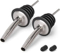 2PCS Stainless Steel Pourers, Speed Liquor Bottle Pourer, Olive Oil and Vinegar Tapered Stopper Spout, Suitable for About 3/4" Bottle Mouth, Olive Oil Spout with Sealed Dust Caps
