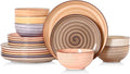 Selamica Ceramic Plates and Bowls Sets,18 Pieces Dinnerware Sets for 6,Dishwasher & Microwave Safe dish set,Family & Holiday Dining, Maillard