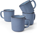 famiware Moonlight Coffee Mug Set of 4, 14oz Mug Set with Linen Finish, Coffee Cup Set with Handle for Latte, Cappuccino, Tea, Hot Cocoa, Microwave and Dishwasher Safe, Blue