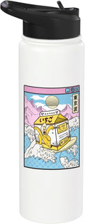 Banana Milk Carton Great Waves Kawaii Aesthetic Stainless Steel Insulated Water Bottle