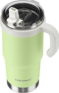 24Oz Insulated Tumbler with Flip Straw Lid - 100% Leakproof, 100% Clean, Vacuum insulated Stainless Steel | BPA-Free, Handle & Cupholder Compatible - 24H Cold, Travel/Gym/Office