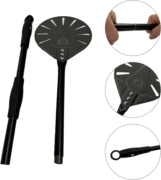 Chicago Brick Oven Turning Perforated Pizza Peel - 7" Diameter - 35" Overall Length - Premium Pizza Peel, Pizza Steel, 12 Inch for Professional and Home Use