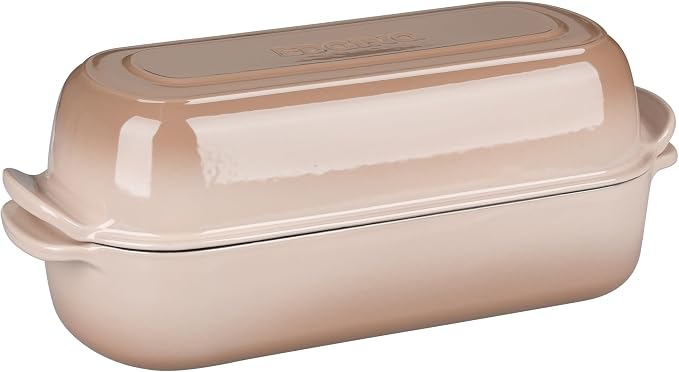 EDGING CASTING Enameled Cast Iron Loaf Pan with Lid, Bread pan, Dutch Oven Bread pan for Homemade Sourdough Bread Baking, 12.5x5.5 inch, 5qt, Mocha