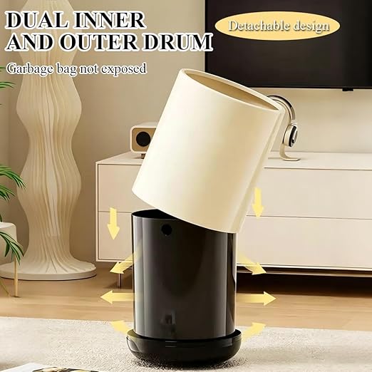 Plastic Round Trash can, Universal Trash can with lid, Open, Suitable for Living Room, Bedroom, Restaurant, Office, Study Room(A)