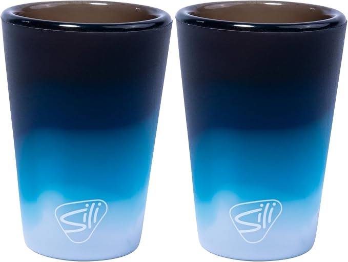 Silipint 1.5oz Silicone Shot Glasses – Pack of 2 Unbreakable, BPA-Free, Non-Toxic, Dishwasher & Freezer Safe Cups – Colored Shot Glasses for Cold Beverages, Cocktails, Travel, Party (Moon Beam)
