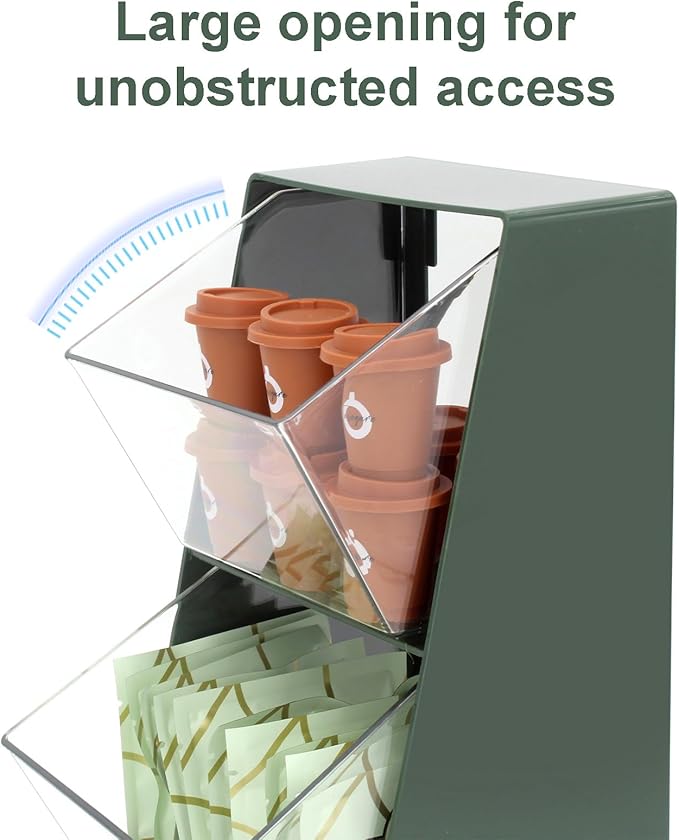 Bokelai Coffee Pod Storage with 2 Large Capacity Basket K Cup Holder Countertop Organizer for Creamer Keuring Espresso Capsule Plastic Tea Bag Organizer Green/Clear