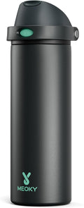 24 oz Insulated Water Bottle for Sports: Meoky Stainless Steel Water Bottle with 2-in-1 Straw and Spout Lid - Leak Proof, Cold for 24 Hours, Fits in Car Cup Holder, BPA-Free for Travel Gym, Foggy Tide