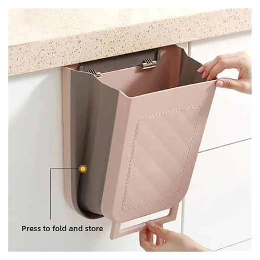 Collapsible Hanging Kitchen Trash Can 1 Piece Multifunction Hanging Telescopic Folding Trash Can Cabinet Door Sorting Bin for Kitchen and Car(White)