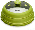 Microwave Splatter cover, Glass Microwave Cover for Food, 10.8 inch Guard Lid with Collapsible Silicone for 6-10 inch Plates & Bowls, Dishwasher Safe, 450°F Heat Resistant, BPA-Free, Green