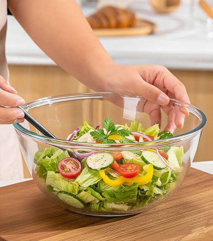 Large 6 QT Glass Mixing Bowl with Lid for Sourdough Bread Proofing Making | Glass Mixing Bowl for Sourdough Bread with Lid Clear Breads Proofing Bowl with Covers Ideal for Kitchen Storage