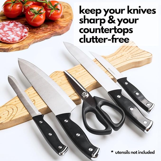 16" Premium Mangetic Knife Holder for Wall - Strong Heavy-Duty Engraved Magnet for Knives - Wall or Refrigerator Kitchen Magnetic Knife Stripe - Designed in U.S. (Trout)