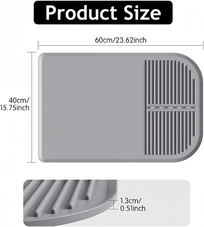 Silicone Toaster Countertop Mat for Kitchen, Crumb Tray for Under Toaster, Catch Crumbs & Spills Protect Countertops, Easy to Clean (Gray)