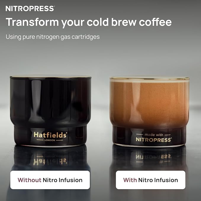 NitroPress Pure Nitrogen Cartridges - N₂ Cartridges for Cold Brew - 20 Pack Food-Grade Nitrogen Chargers for Nitro Cold Brew Coffee, Cocktails, Tea, Beer, Matcha