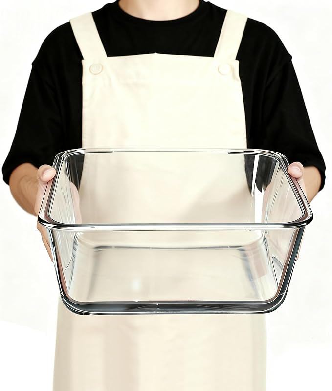 Extra Large Glass Storage Containers with Lids 220oz/6500ml/28cup | Silicone Mat Included | Borosilicate Glass | Airtight | Freezer Oven Dishwasher Safe | Rotisserie Chicken | XL Big Food Bowl