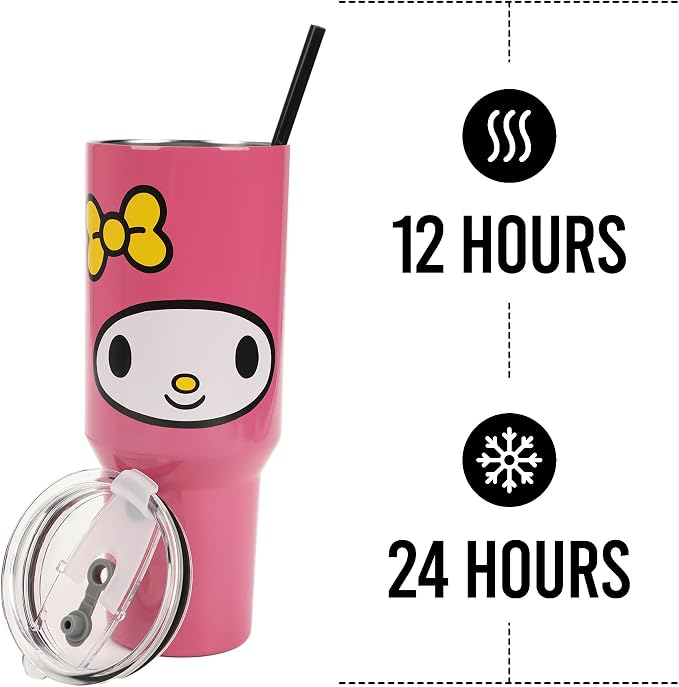 Bioworld My Melody 40 Oz Stainless Steel Tumbler with Handle