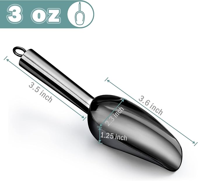 LIANYU Mini Black Ice Scoop Set of 4 and 14 Pcs Cooking Utensils Set with Holder, 3 Ounce Stainless Steel Scoop and Heat Resistant Silicone Kitchen Cookware Utensils Set