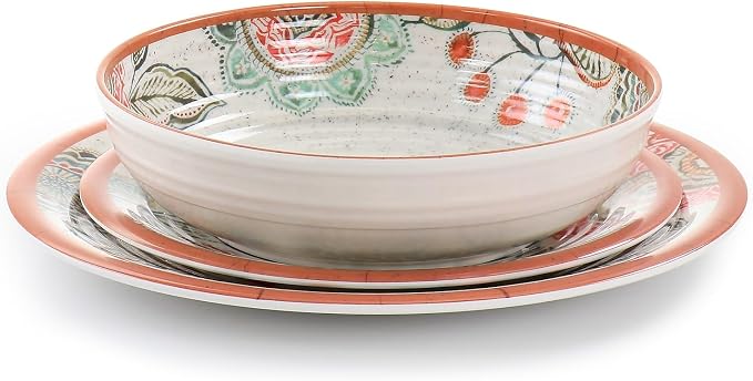 Elama Ester Melamine Dinnerware Set, Multicolored, 12 Piece Set (935115832M)