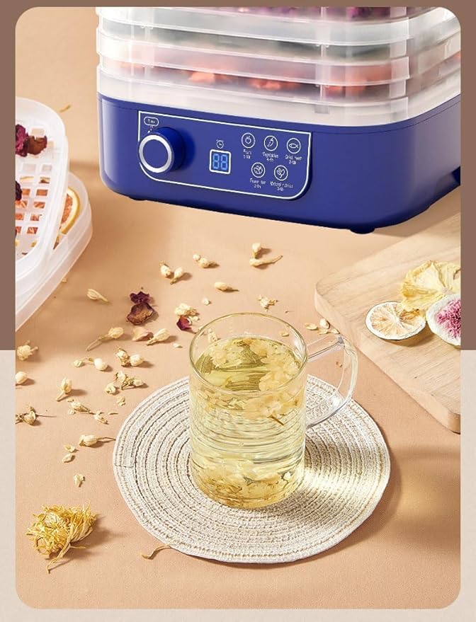 2026 New Food Dehydrator Dryer Machine with 5 Trays for Home, Digital Adjustable Timer & Temperature Control, Ideal for Fruits, Meat, Vegetables, Candy & Snacks (Blue)