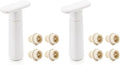 WOTOR Wine Saver Vacuum Pump with 4 Stoppers, Wine Stopper & Preserver, Reusable Bottle Sealer Keeps Fresh, Ideal Accessories Gift, Flat Handle (White) (Pack of 2)