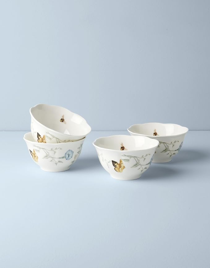 Lenox 792566 Butterfly Meadow 4-Piece Rice Bowl Set , White