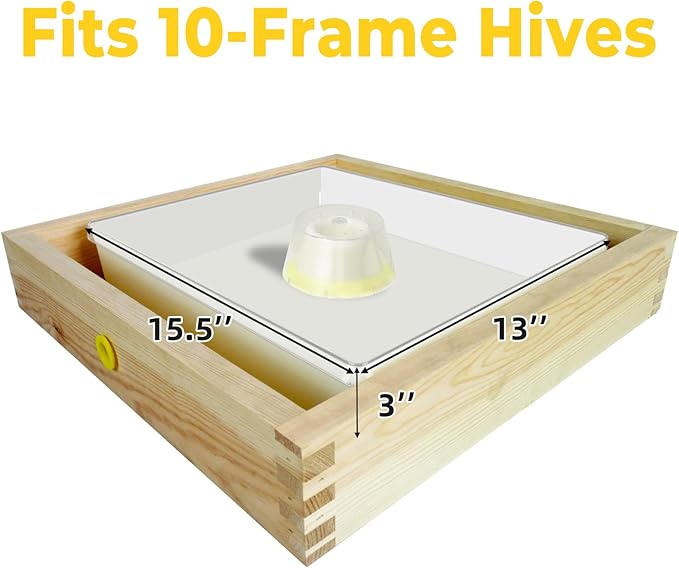 KAGZ Hive Top Bee Feeder with Clear Cover for 10 Frame Beehive, 1.5 Gallons (6L), Anti-Drowning Sponge Rings, Beekeeping Supplies