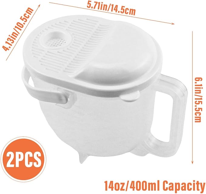 2PCS Rice Washer Plastic Washing Bowl Filter Strainer Basket for Vegetable Fruit Pasta Strainer Kitchen Colander, 400ml