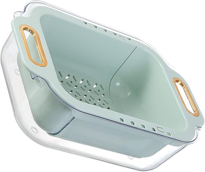Basket Storage Box Kitchen Extendable Over Sink Colander Expandable Dish Drying Rack Double Layer Retractable Drainer Fruit