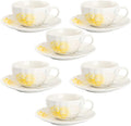 BTaT- Floral Tea Cups and Saucers Set, 7 oz, Set of 6, Porcelain Tea Cups with Saucers, Dishwasher Safe, Coffee Cup & Saucer for Women, Wedding Gift, Parties & Gifting