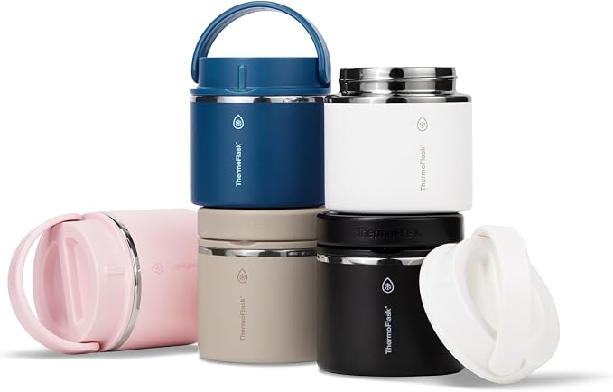 ThermoFlask Insulated Food Jar with Leakproof Lid (20 oz, Sand) - Stainless Steel Food Containers for Hot & Cold Meals, Lunch, Soup & Snacks