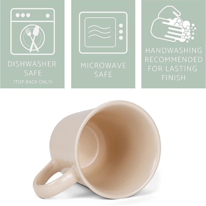 Elanze Designs Cream Matte Glaze Finish 17 ounce Stoneware Coffee Cup Mugs Set of 4