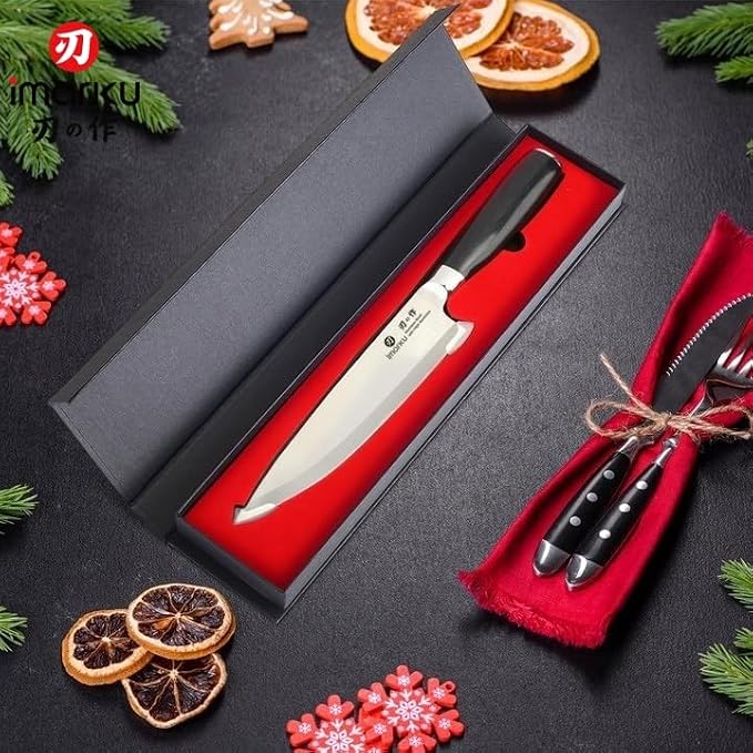 imarku Chef Knife 8-Inch Pro Japanese Kitchen Knife High-Carbon Stainless Steel Paring Knife Ergonomic Handle Rasor Sharp Single-Bevel Edge Gift for Men